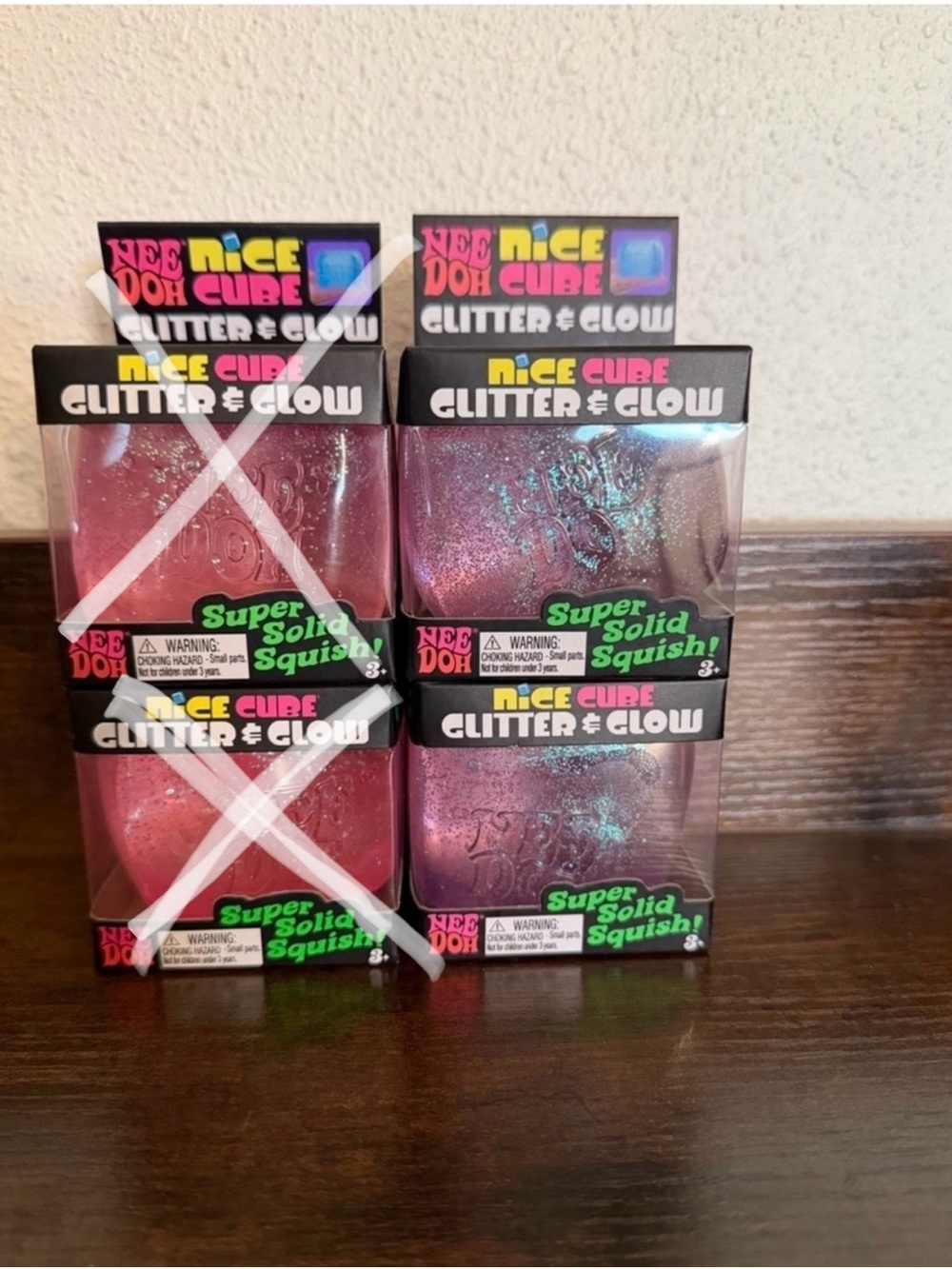 Nee Doh Glitter & Glow Nice Cube - purple